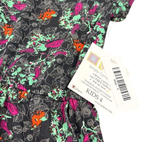 LuLaRoe 4T Mae Black Floral Polyester Spandex NWT - Picture 3 of 4
